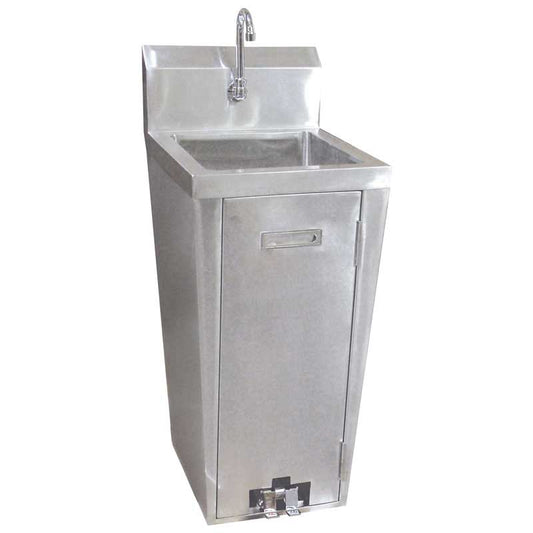 Stainless Steel Pedestal Sink with Foot Valve & Faucet