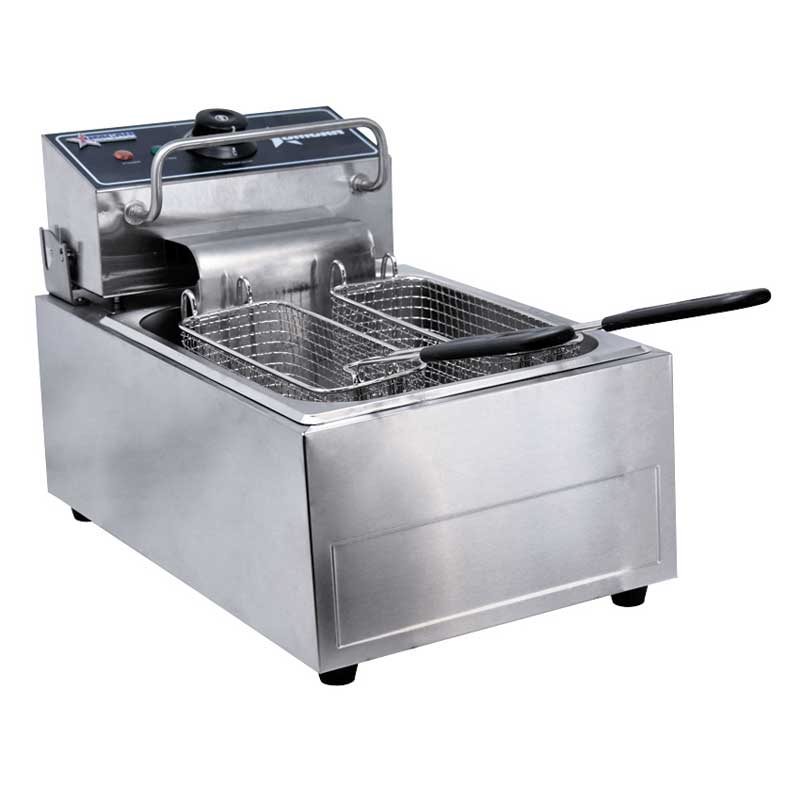 6 QT (7 Liters) Single Countertop Electric Fryer - 110v, 1ph, 1350w