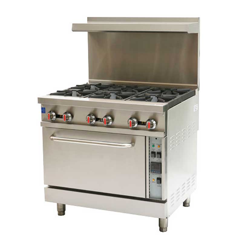 36-Inch Commercial Liquid Propane Range with 6 Burners & Convection Oven