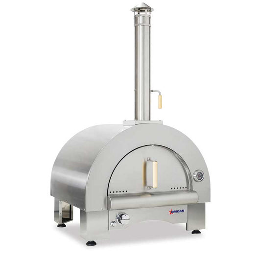 33" Countertop Wood Burning & Propane Gas 35000 BTU Pizza Oven Stainless Steel