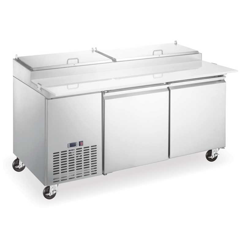 71" Refrigerated Pizza Prep Table, 2 Doors, 17 Cu.Ft Capacity