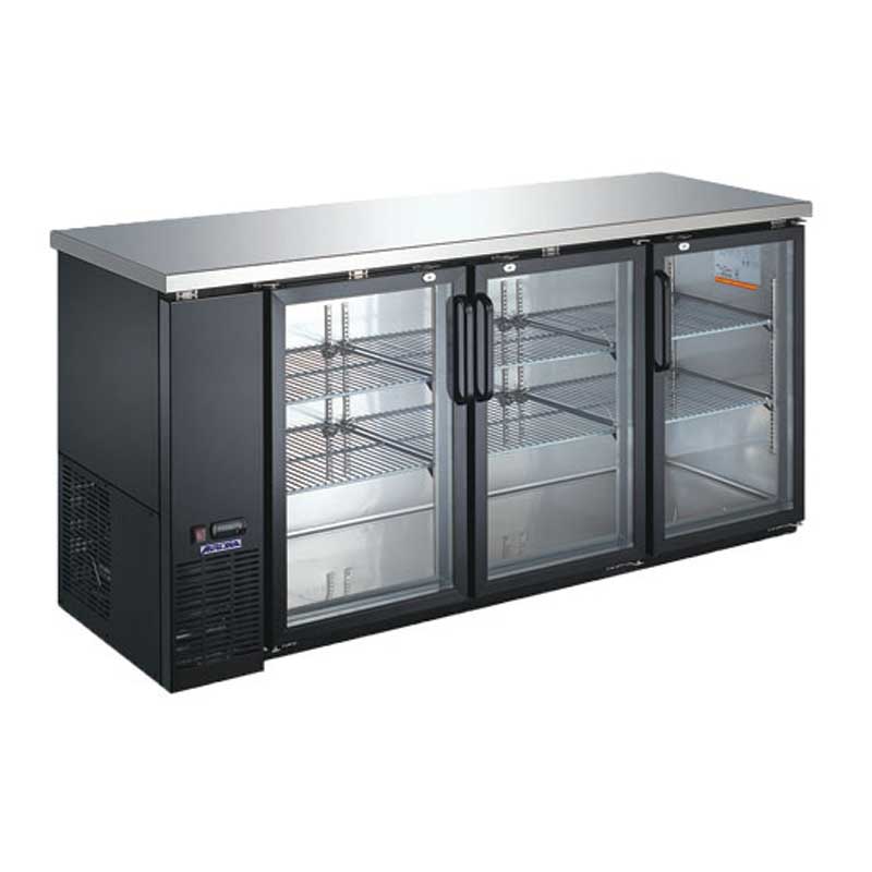 Aurora 73-Inch Back Bar Cooler With 555 L Capacity 3 Glass Doors